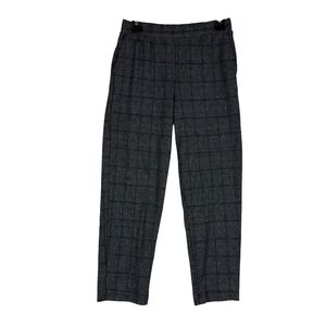 A New Day Pants Womens S Gray Plaid Knit Tapered Pull On Stretch Ankle Dress